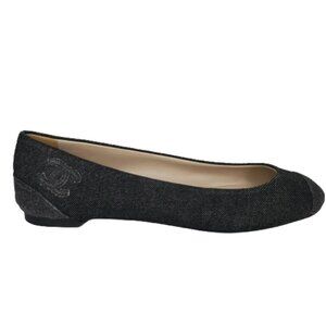 Chanel CC Cap Toe Denim Ballet Flats